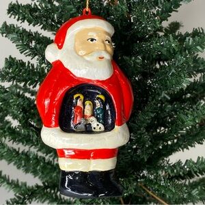 Vintage Santa Claus Nativity Belly Ornament Jesus Is The Reason For The Season